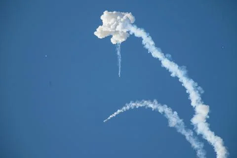 A fully functional Launch Abort System (LAS) with a test version of Orion a.. Fotos Stock