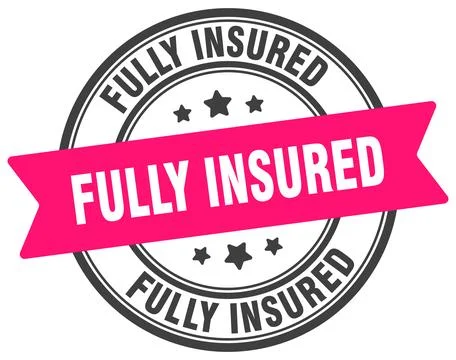 Fully insured stamp. fully insured label on transparent background. round sig Stock Illustration