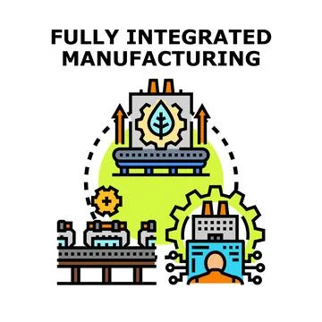 Fully integrated manufacturing concept vector illustrates automation Stock Illustration