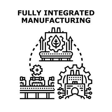 Fully integrated manufacturing concept vector illustrates automation Stock Illustration