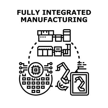 Fully integrated manufacturing industry automation diagram Stock Illustration
