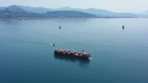 Fully loaded container ship on open ocean sea logistics import export shipping 스톡 동영상 336445854