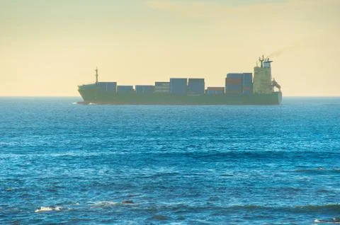 Fully loaded industrial ship Stock Photos