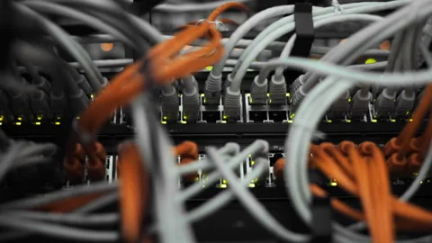 Fully loaded network media converters and ethernet switches. Stock Footage 92326873