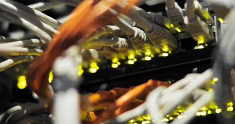 Fully loaded network media converters and ethernet switches. Stock Footage 92332035