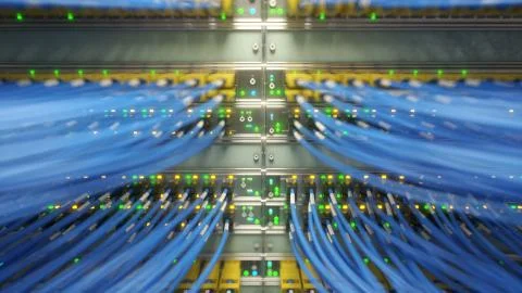 Fully loaded network media converters and ethernet switches loopable video. 3d Stock Illustration