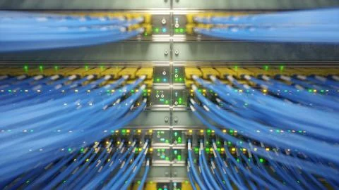 Fully loaded network media converters and ethernet switches loopable video. 3d Stock Illustration