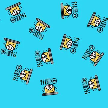 Fully managed email marketing vector seamless pattern Stock Illustration