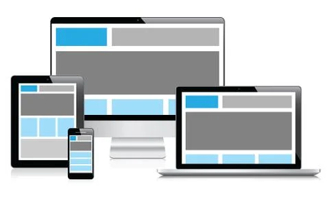 Fully responsive web design in electronic devices vector eps10 Stock Illustration