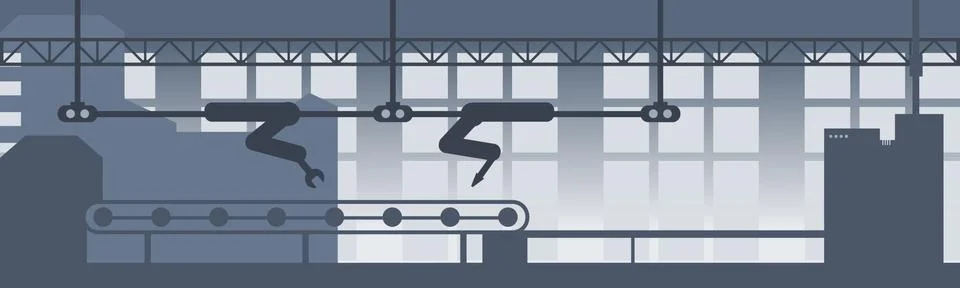 Fully robotic manufacturing and RPA concept Stock Illustration