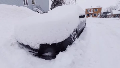 Fully Snow Covered Car After Heavy Winter Storm Stock Footage 326377115