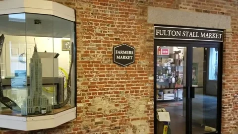 Fulton Stall Market NYC Handheld Stock Footage 264043052