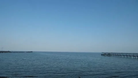 Fulton Tx 18 sec drive palm trees pier 4k Video stock 140473372