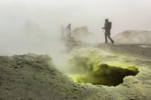 Fumarole activity in crater of Mutnovsky volcano 写真素材