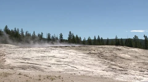 Fumarole billows smoke in Yellowstone Stock Footage 8678021