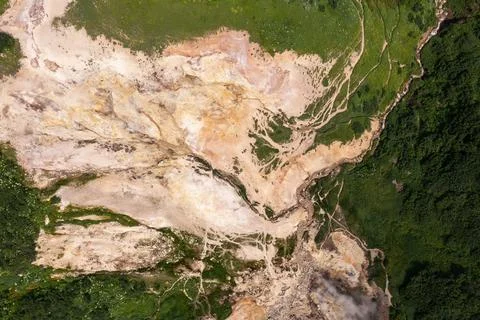 Fumarole fields on The small Valley of Geysers Stock Photos