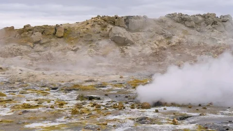 Fumarole in Hverir, Iceland Stock Footage 124073338