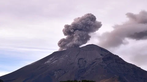 Fumaroles coming out of volcano Popocatepetl Stock Footage