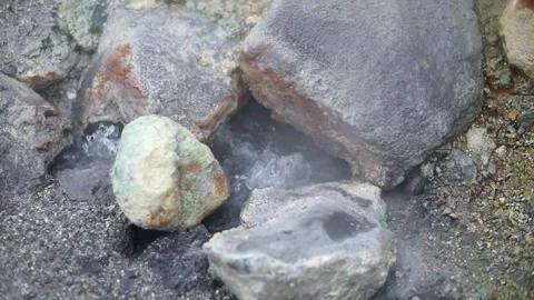 Fumaroles in Krysuvik-Seltun Geothermal Hot Springs area in Iceland Stock Footage 301251444