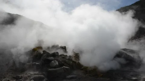 Fumaroles - Phlegraean  Fields in the volcanic area Stock Footage 40290090