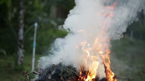 Fume floating up on fire Stock Footage 35966735