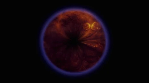 Fume motion orange flames blue circle frame black Stock Footage 124011911