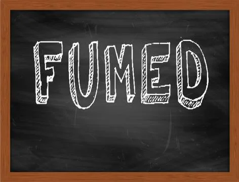 FUMED  hand writing text on black chalkboard Illustrazione stock