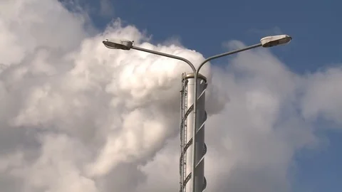 Fumes billow,smoke stack,air pollution,energy generation Video stock 85332885