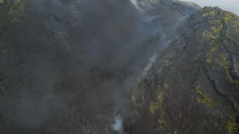 Fumes of Etna volcano, Sicily - 4K 60 FPS Aerial drone Stock Footage 201877832
