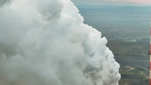 Fumes rising from chimney Stock Footage 212610762