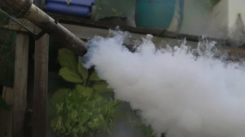 Fumigate mosquito killing to prevent disease, Slow motion Stock Footage 303325732