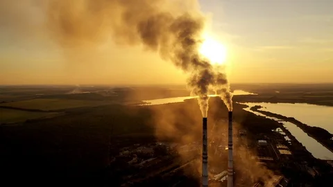 Fuming pipe power plant Stock Footage 119266154