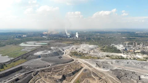 Fuming plants and quarry Stock Footage 107354787