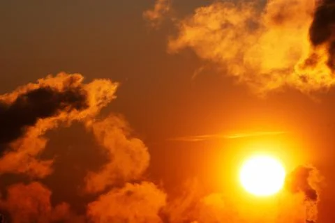 Fuming urban sunset Stock Photos