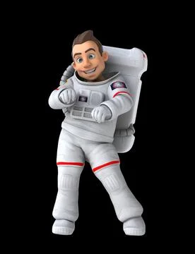 Fun 3D cartoon astronaut doing a fit dance Stock Illustration