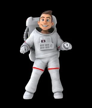 Fun 3D cartoon astronaut doing a fit dance Stock Illustration