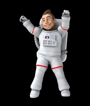 Fun 3D cartoon astronaut doing a fit dance Stock Illustration