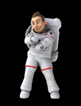 Fun 3D cartoon astronaut doing a fit dance Illustrazione stock