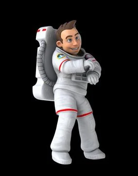 Fun 3D cartoon astronaut doing a fit dance Illustrazione stock