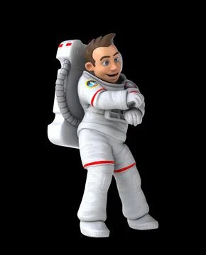 Fun 3D cartoon astronaut doing a fit dance Stock Illustration
