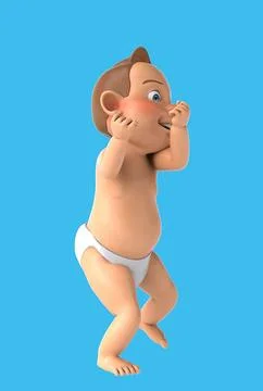 Fun 3D cartoon baby dancing Illustrazione stock