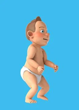 Fun 3D cartoon baby dancing Stock Illustration