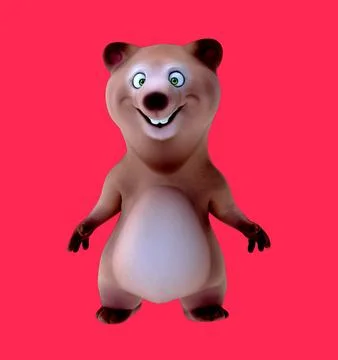 Fun 3D cartoon bear talking and presenting Stock Illustration