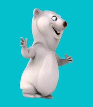 Fun 3d cartoon bear waving (with alpha channel) Illustrazione stock
