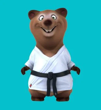 Fun 3d cartoon bear waving (with alpha channel) Stock Illustration