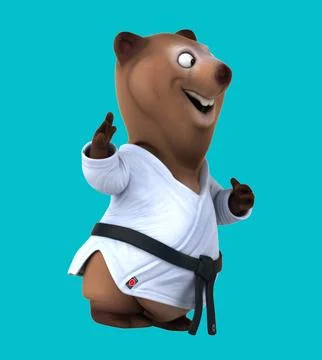 Fun 3d cartoon bear waving (with alpha channel) Stock Illustration