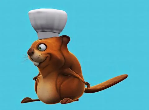 Fun 3D cartoon beaver talking Stock Illustration