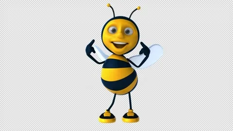 Fun 3D cartoon bee (with alpha channel) Stock Footage 326298296