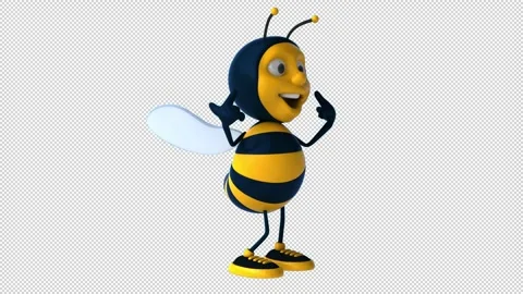 Fun 3D cartoon bee (with alpha channel) Stock Footage 326298336