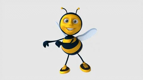 Fun 3D cartoon bee dancing (with alpha channel) Stock Footage 334650260
